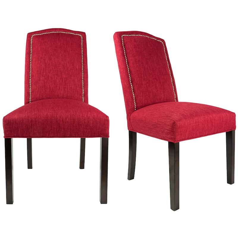 Camel Back Upholstered Fabric Dining Chair (set of 2) - 21 inches w. x 26 inches d. x 42 inches h - Red - Dining Chairs