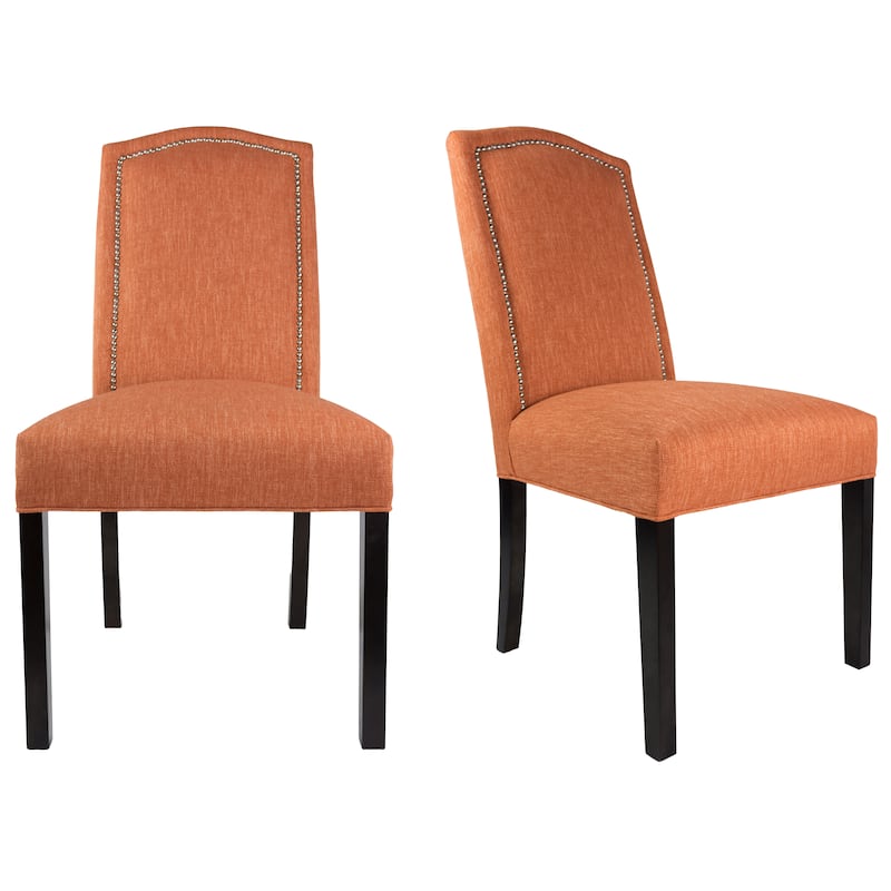 Camel Back Upholstered Fabric Dining Chair (set of 2) - 21 inches w. x 26 inches d. x 42 inches h - Orange - Dining Chairs