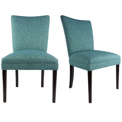 ALEX Fan Back Style KEY LARGO Upholstered Fan Back Dining Chair, Weather Walnut legs, Spring Seating (Set of 2)