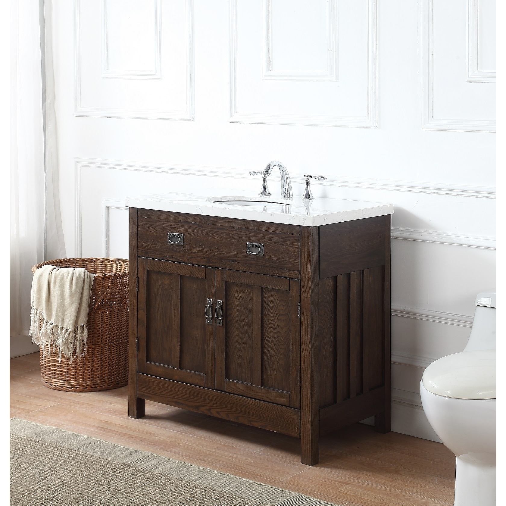 Shop Richmond Bath Vanity In Antique Oak With Grey And White