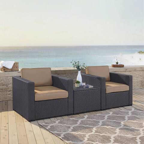 Biscayne Wicker 3-piece Seating Set With Mocha Cushions