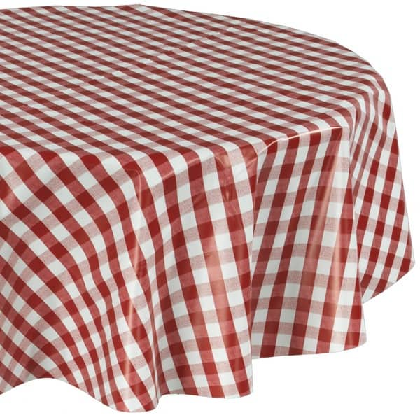 Round Red Gingham Table Cover