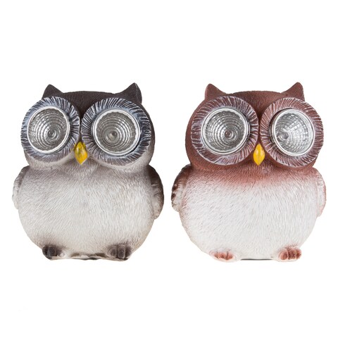 Yard Decor, Solar Outdoor LED Light and Battery Operated Statue for Garden by Pure Garden - Owl set of 2 Statue