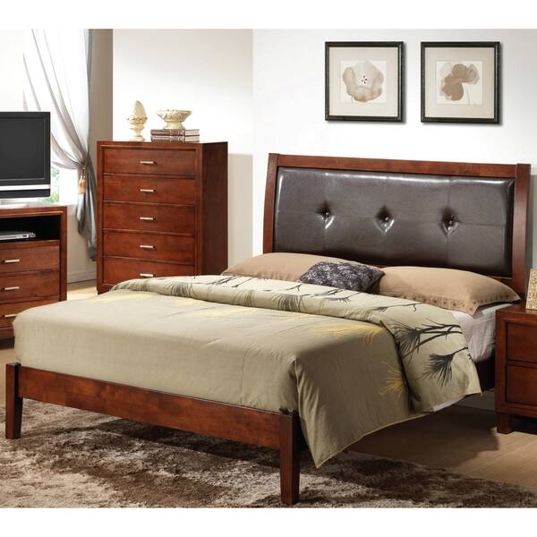 LYKE Home Cherry Padded Headboard Bed - Overstock - 16171835