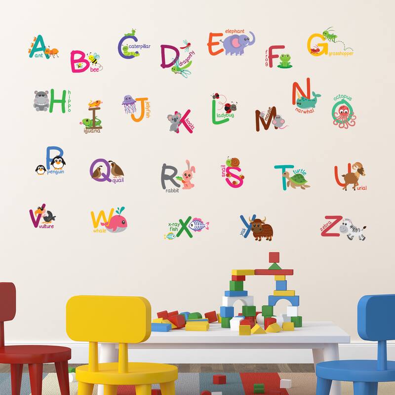 Walplus Wall Sticker Learning Letters with Animals Kids Art Nursery