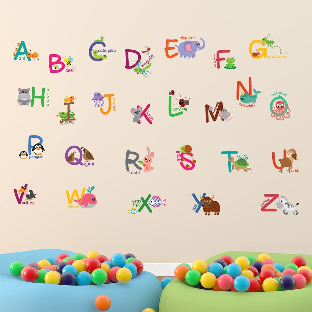Walplus Wall Sticker Learning Letters with Animals Kids Art Nursery