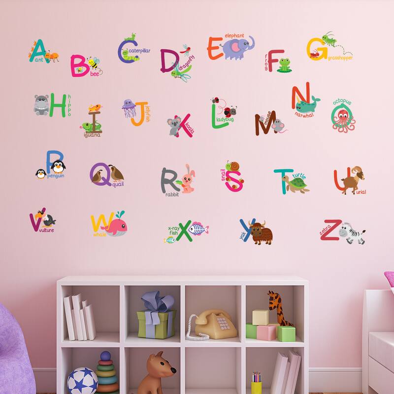 Walplus Wall Sticker Learning Letters with Animals Kids Art Nursery