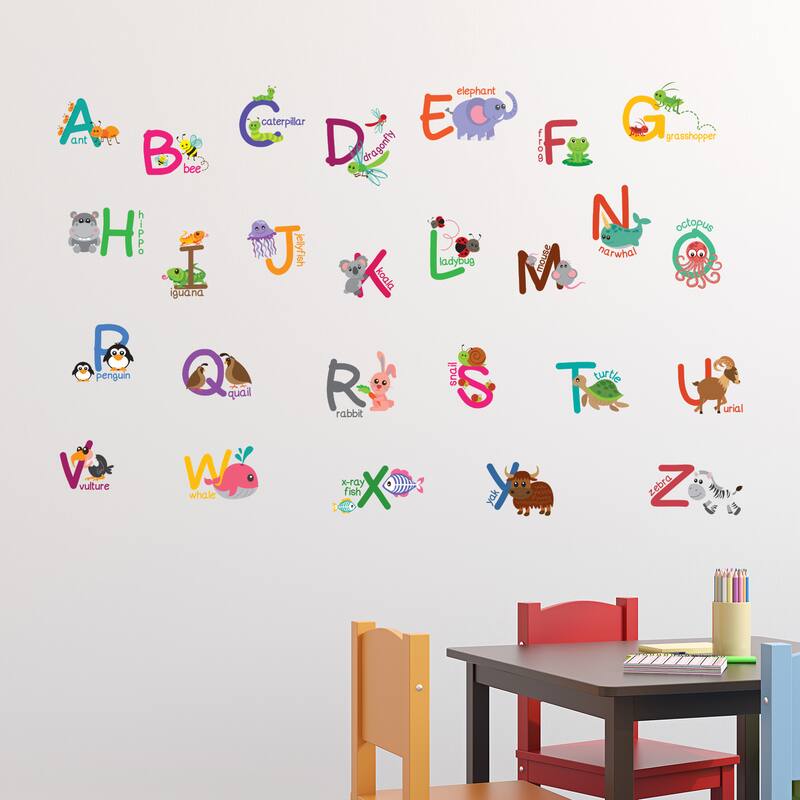 Walplus Wall Sticker Learning Letters with Animals Kids Art Nursery