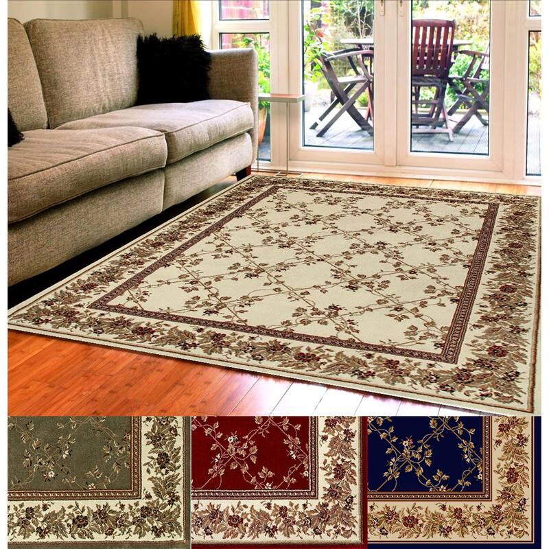 Admire Home Living Amalfi Traditional Floral Trellis Pattern Area Rug