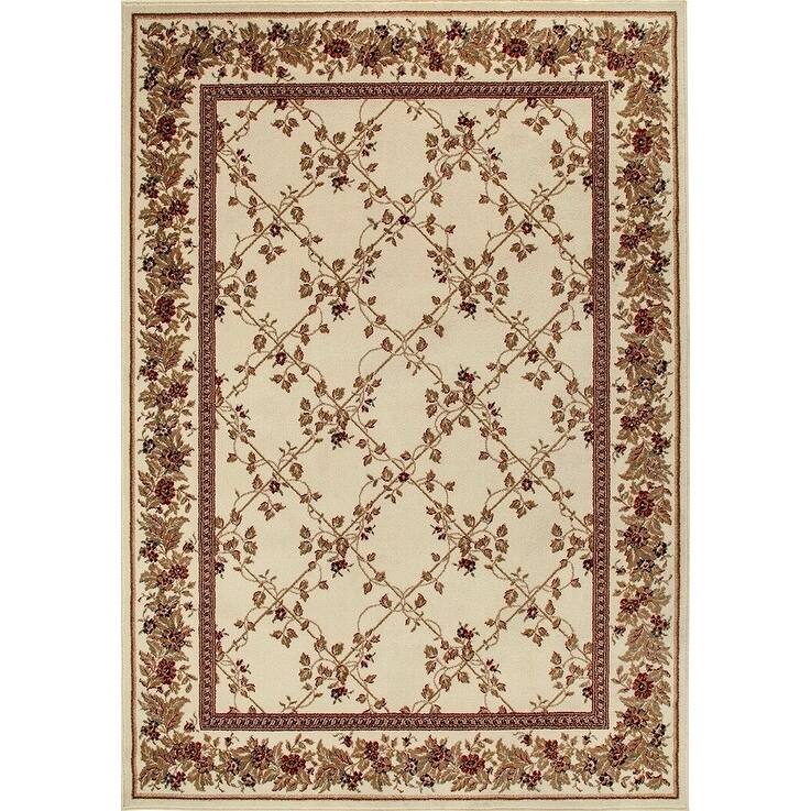 Admire Home Living Amalfi Traditional Floral Trellis Pattern Area Rug
