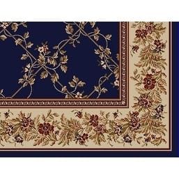 Admire Home Living Amalfi Traditional Floral Trellis Pattern Area Rug - 3'4" x 4'11"/Surplus - Navy
