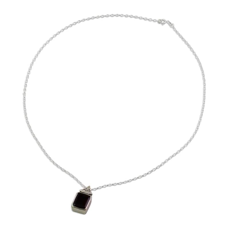 Handmade Grace in Red Garnet Pendant Necklace (India) - 7'6" x 9'6"