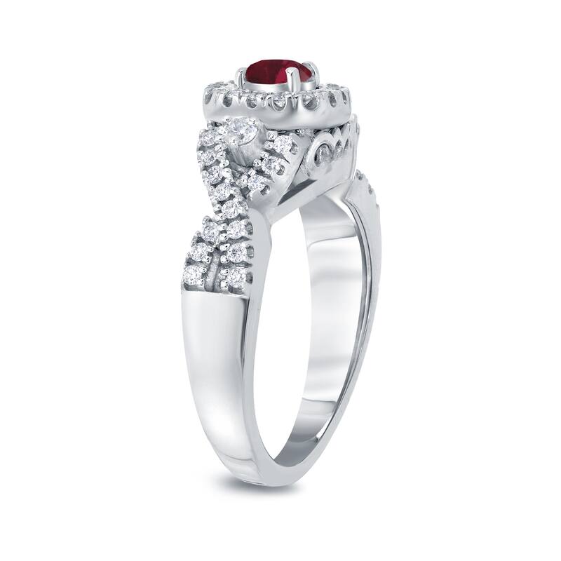 14k Gold 1/4ct Ruby and 2/5ct TDW Infinity Halo Diamond Engagement Ring
