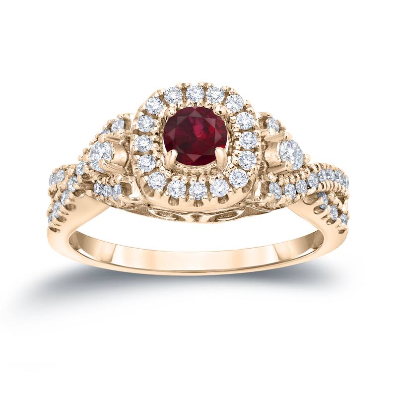 14k Gold 1/4ct Ruby and 2/5ct TDW Infinity Halo Diamond Engagement Ring