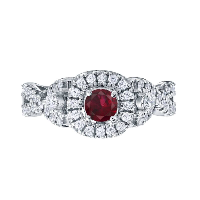 14k Gold 1/4ct Ruby and 2/5ct TDW Infinity Halo Diamond Engagement Ring