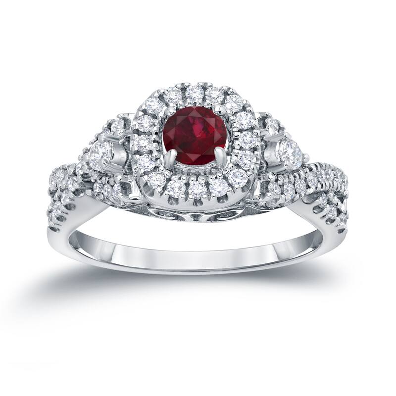 14k Gold 1/4ct Ruby and 2/5ct TDW Infinity Halo Diamond Engagement Ring