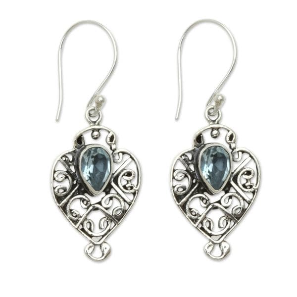 Blue Topaz Dangle Earrings Hibiscus Dew Indonesia Free Blue Topaz Dangle Earrings X27 Hibiscus