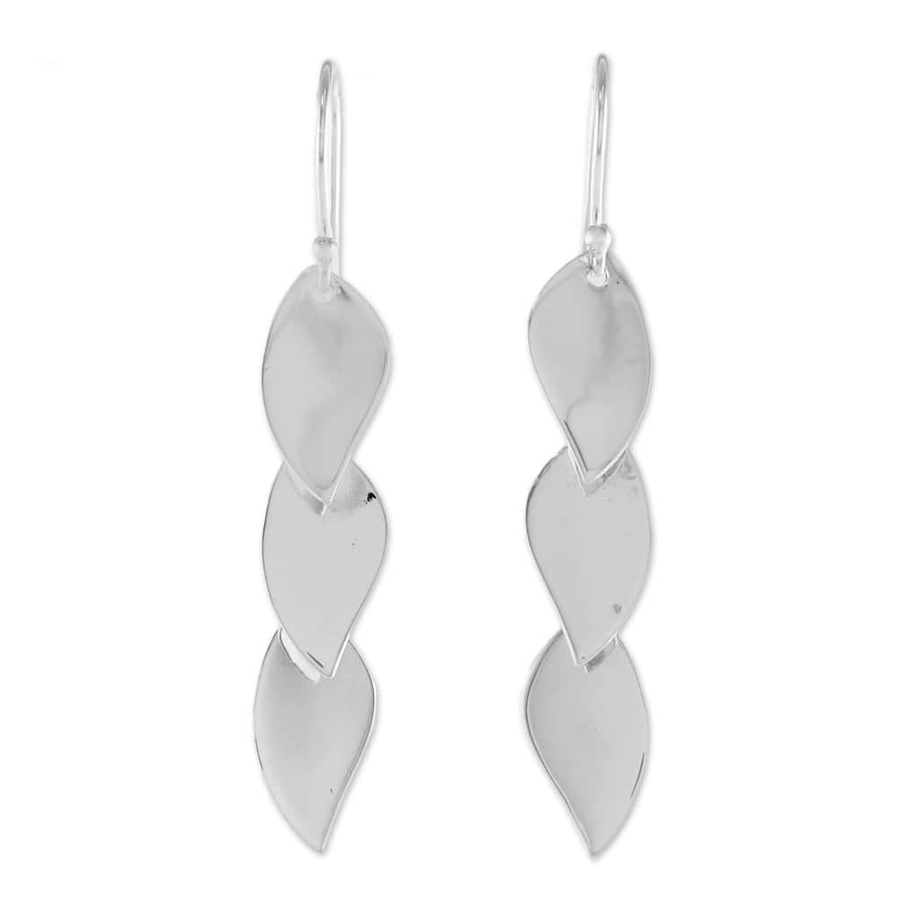 Sterling Silver Dangle Earrings, 'Romantic Leaves' (Thailand) - 1.9L*0.3W