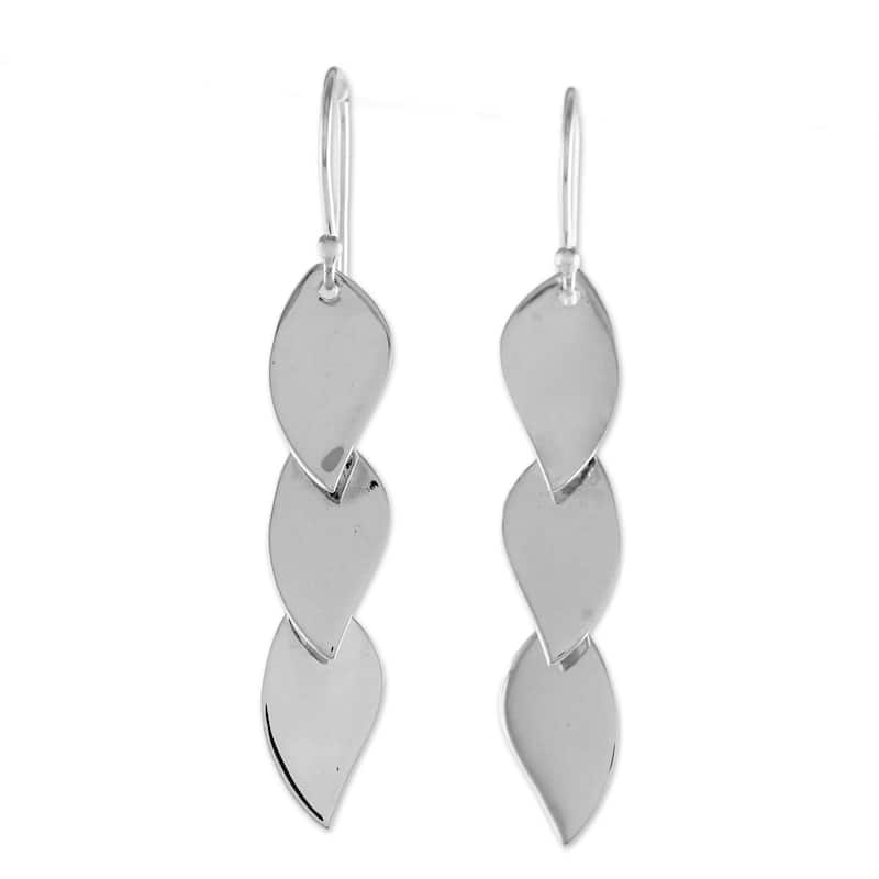 Sterling Silver Dangle Earrings, 'Romantic Leaves' (Thailand) - 1.9L*0.3W