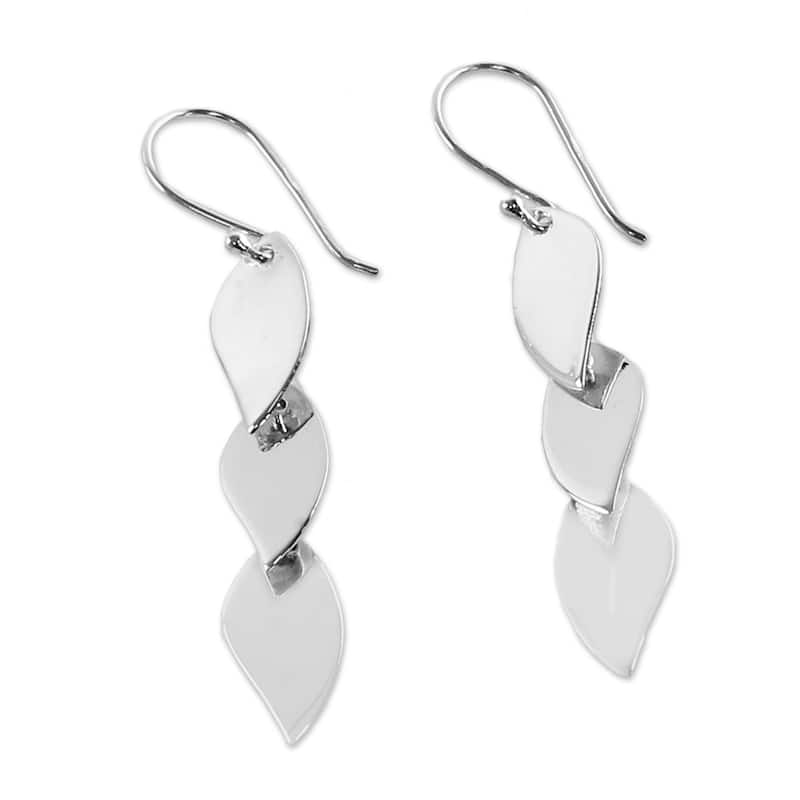 Sterling Silver Dangle Earrings, 'Romantic Leaves' (Thailand) - 1.9L*0.3W