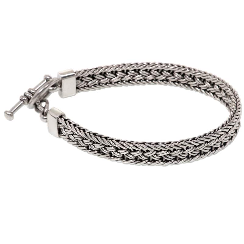 Sterling Silver Bracelet, 'Tukad Pakerisan' (Indonesia) - 7'6" x 9'6"