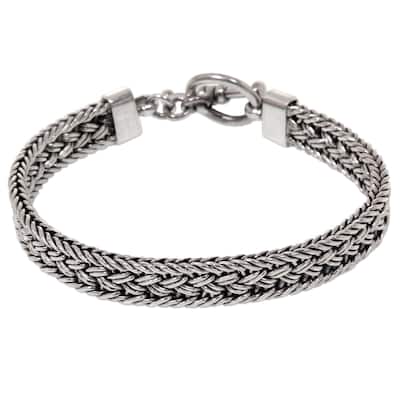 Sterling Silver Bracelet, 'Tukad Pakerisan' (Indonesia) - 7'6" x 9'6"