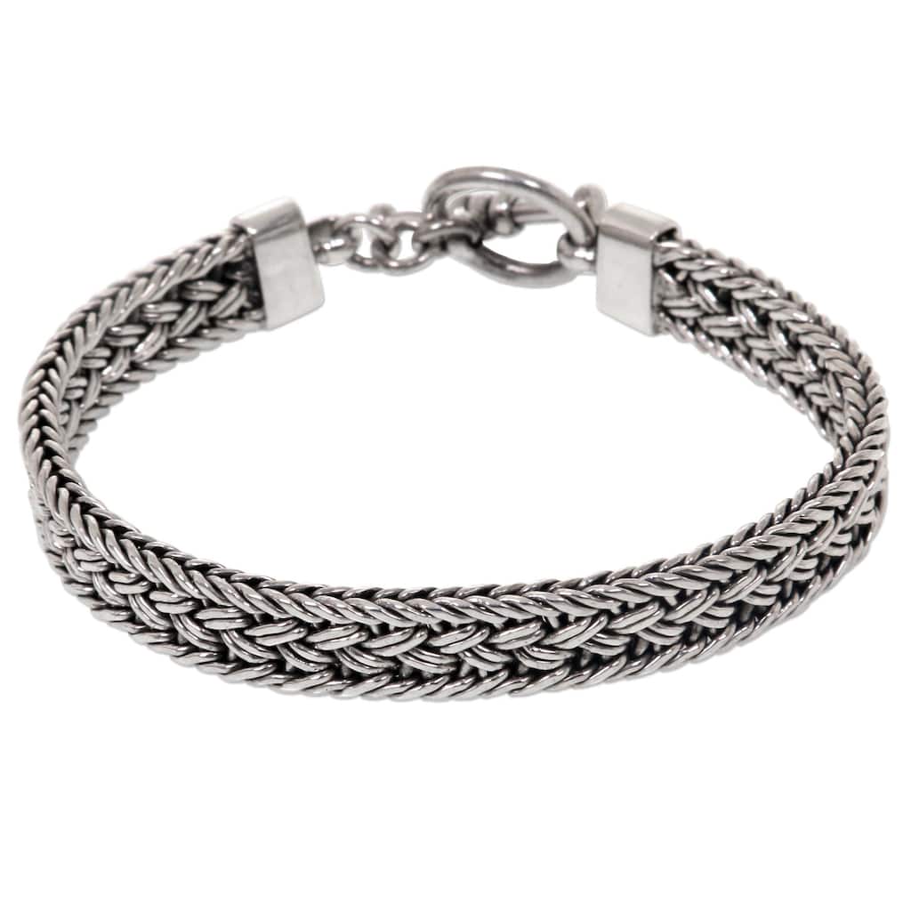 Sterling Silver Bracelet, 'Tukad Pakerisan' (Indonesia) - 7'6" x 9'6"