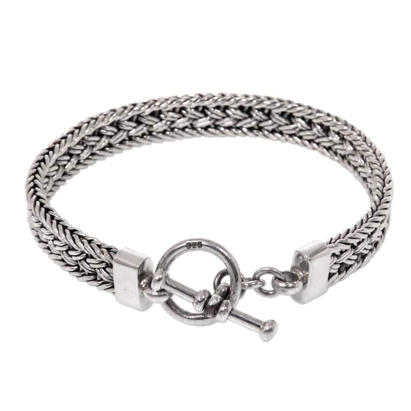 Sterling Silver Bracelet, 'Tukad Pakerisan' (Indonesia) - 7'6" x 9'6"