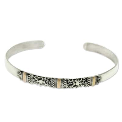 Gold Accent Cuff Bracelet, 'Vine Tendrils' (Indonesia) - 7'6" x 9'6"