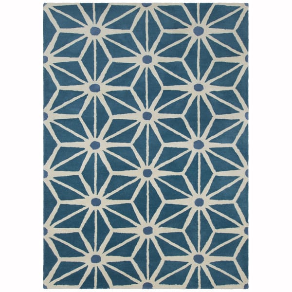 Artist's Loom Hand-tufted Contemporary Geometric Pattern Blue/White ...