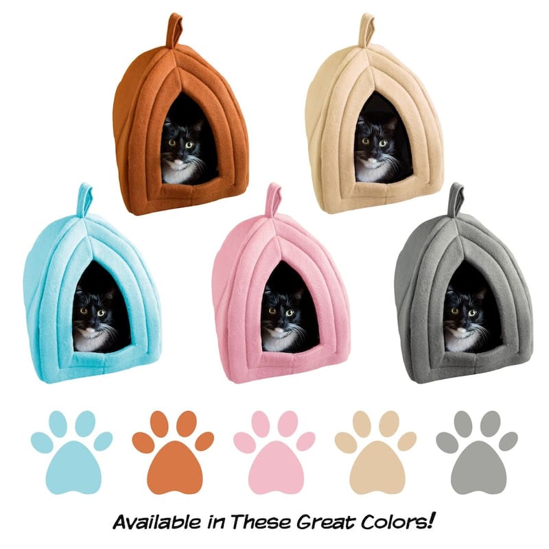 Petmaker Cozy Kitty House Cave Plush Cat Tent Bed with Removable Foam Cushion