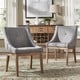 preview thumbnail 5 of 70, Voyager Button Tufted Slope Arm Linen Dining Chair (Set of 2) by iNSPIRE Q Artisan