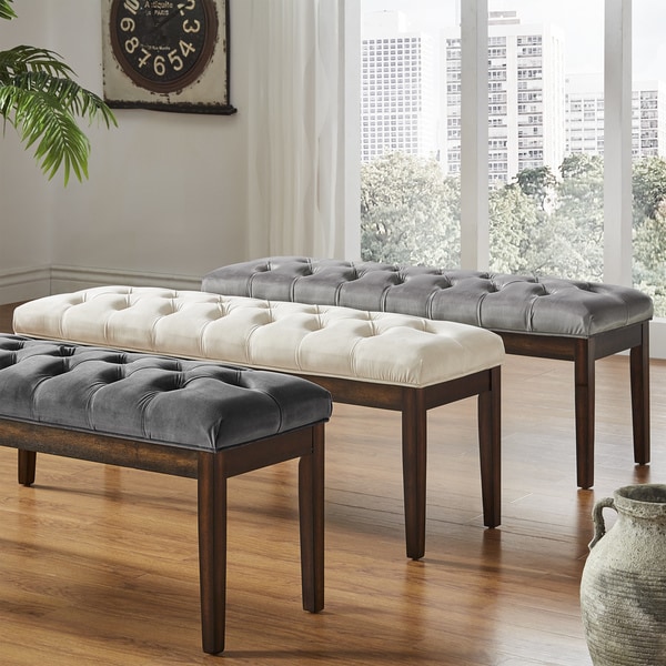 Shop Benchwright II Velvet Tufted 52 Inch Bench By INSPIRE