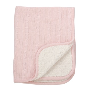 Saro Classic Cable Knit Sherpa Reversible Baby Blanket