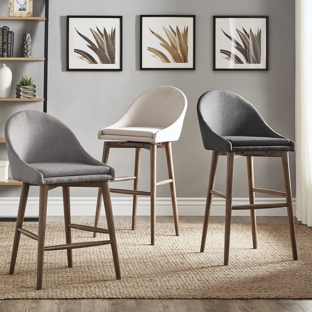 Natoma Walnut Mid-Century Wood Stool by iNSPIRE Q Modern (Set of 2)