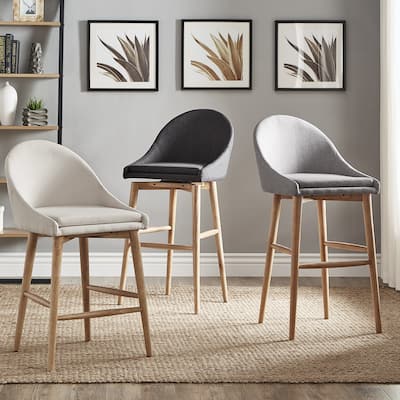 Natoma Natural Mid-Century Wood Stools (Set of 2) iNSPIRE Q Modern