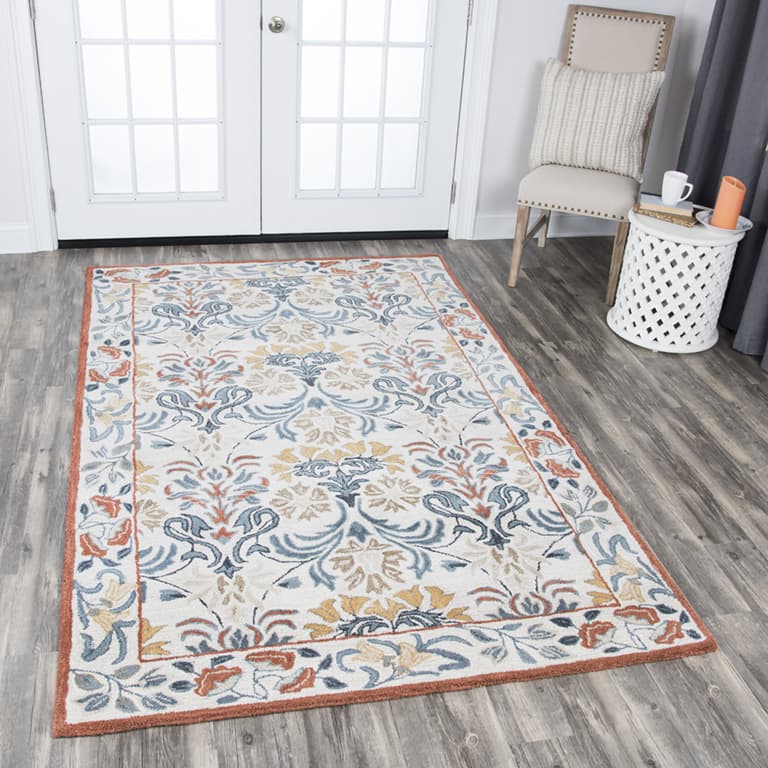 Lavish Collection Orange Floral Rug