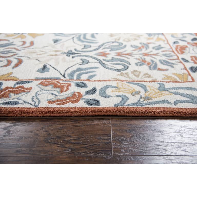 Lavish Collection Orange Floral Rug