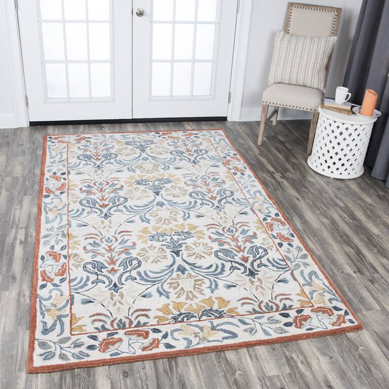 Lavish Collection Orange Floral Rug
