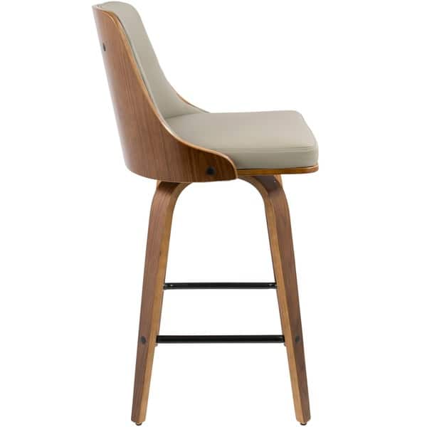 Gianna 26" MidCentury Modern Counter Stool in Walnut and Faux Leather