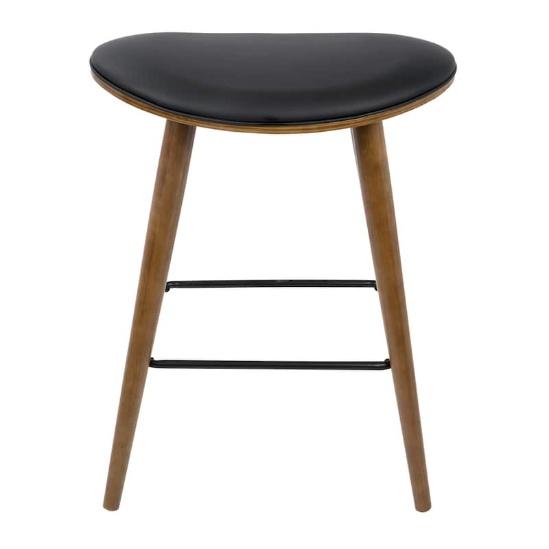 Copper Grove Albstadt Walnut and Faux Leather Saddle Counter Stools (Set of 2)