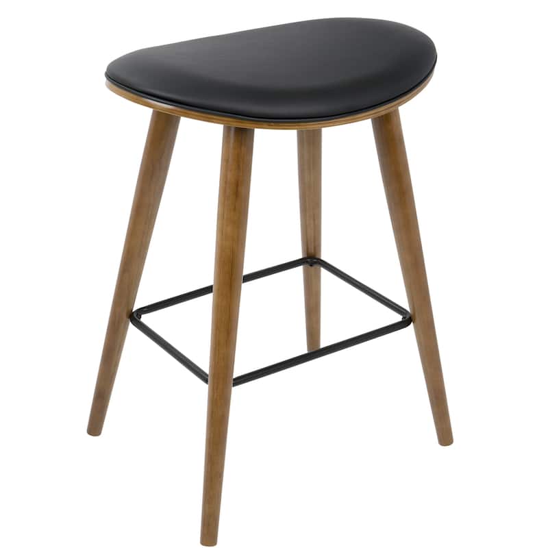 Copper Grove Albstadt Walnut and Faux Leather Saddle Counter Stools (Set of 2)