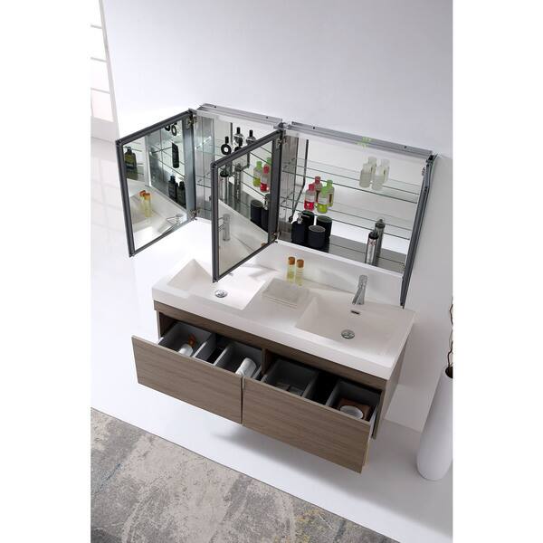 Shop Virtu Usa Zuri 55 Inch Square Double Bathroom Vanity Set With Faucets And Medicine Cabinet Overstock 16180878