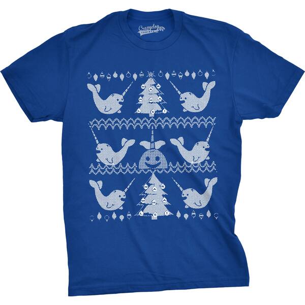 Mens Narwhal Ugly Christmas Sweater Winter Holiday T shirt Bed Bath