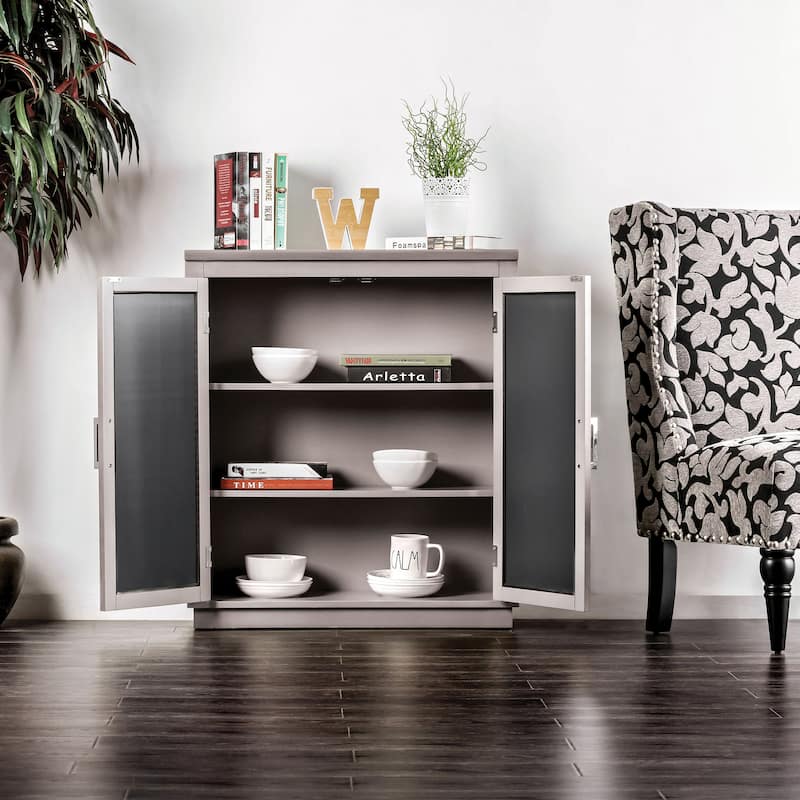 Razi Contemporary Grey 32-inch Wood 3-Shelf Hallway Cabinet by Furniture of America