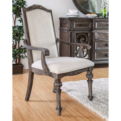 The Gray Barn Cornerways Formal High Back Carved Wood Arm Chairs (Set of 2)