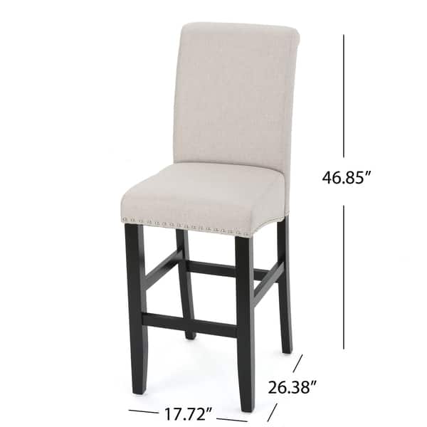 Lisette 30inch Studded Fabric Backed Barstool with Kickplate (Set of 2
