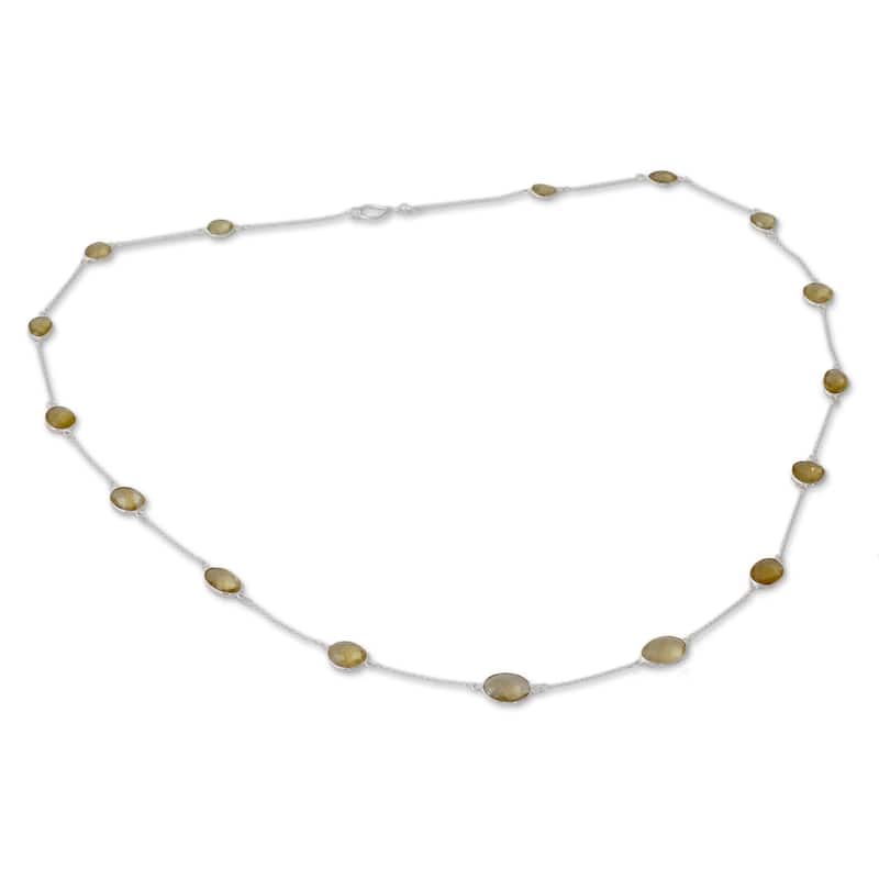 Handmade Lemon Quartz Long Chain Necklace, 'Duduma Majesty' (India)