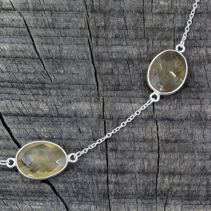 Handmade Lemon Quartz Long Chain Necklace, 'Duduma Majesty' (India)