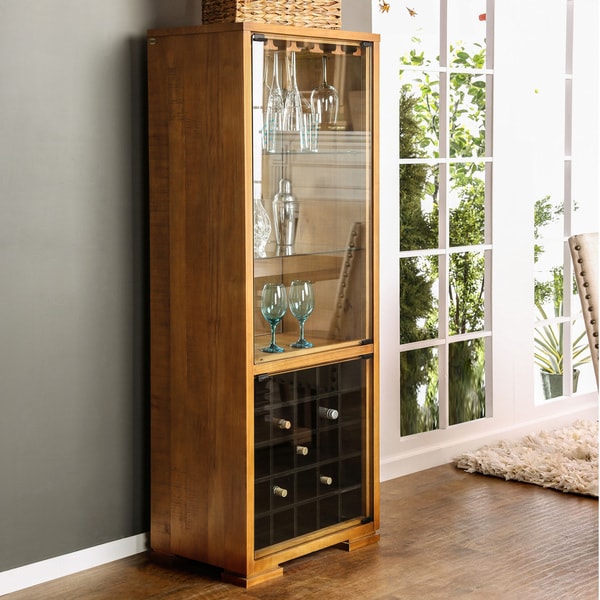 Furniture Of America Gisel Country Style Multi Storage Oak Wine Furniture Of America Gisel Country Style Multi Storage Oak Wine Cabinet